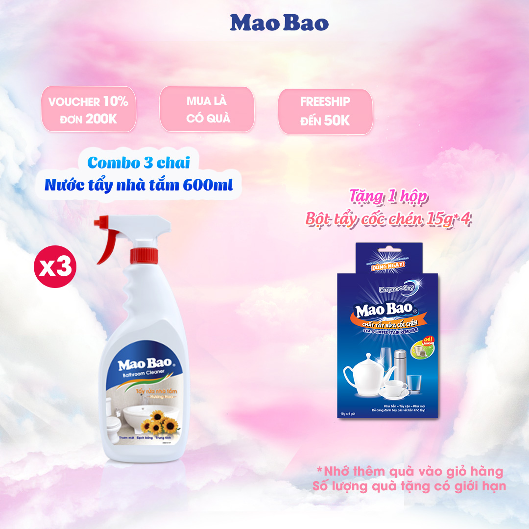 Combo 03 Chai Nước Tẩy Nhà Tắm Mao Bao 600Ml