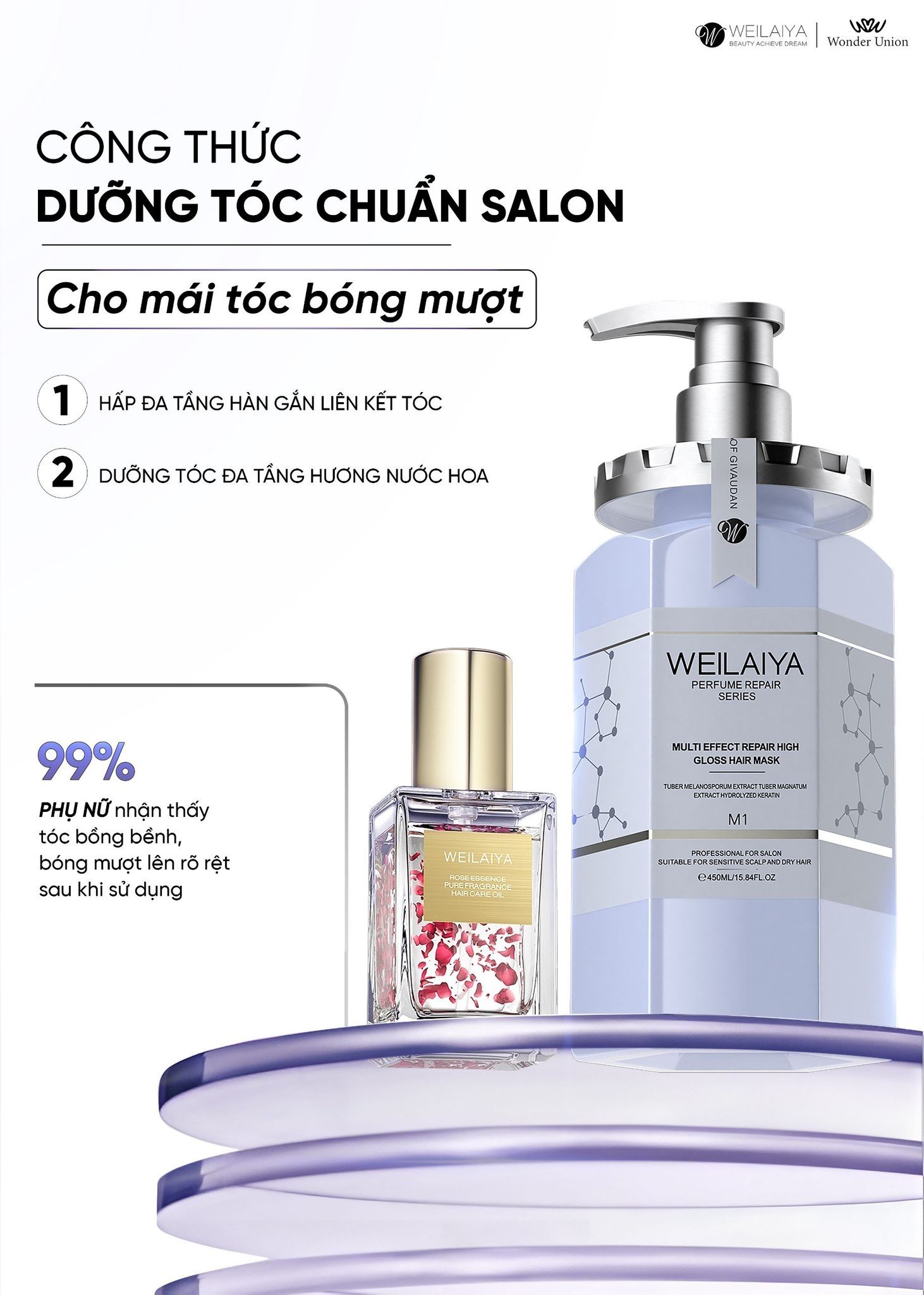 Set quà tặng cao cấp WEILAIYA: Combo nuôi dưỡng, thơm tóc và phồng tóc - Hấp tóc phục hồi và dưỡng tóc hương nước hoa