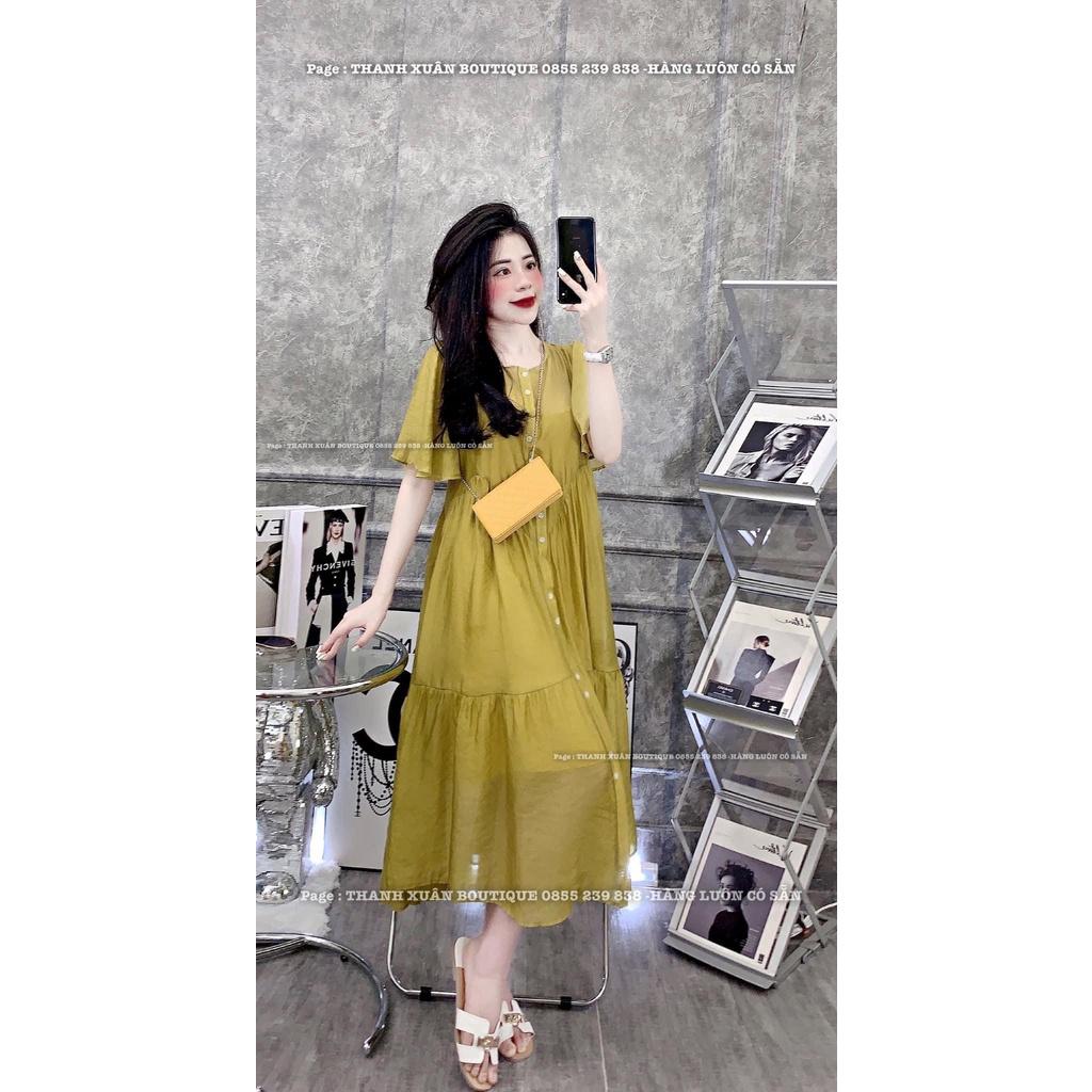 Đầm Maxi nữ bèo tơ   hàng tơ nhật QC, Váy bầu bèo tơ hot trend ( màu trắng/ vàng/ hồng/xanh