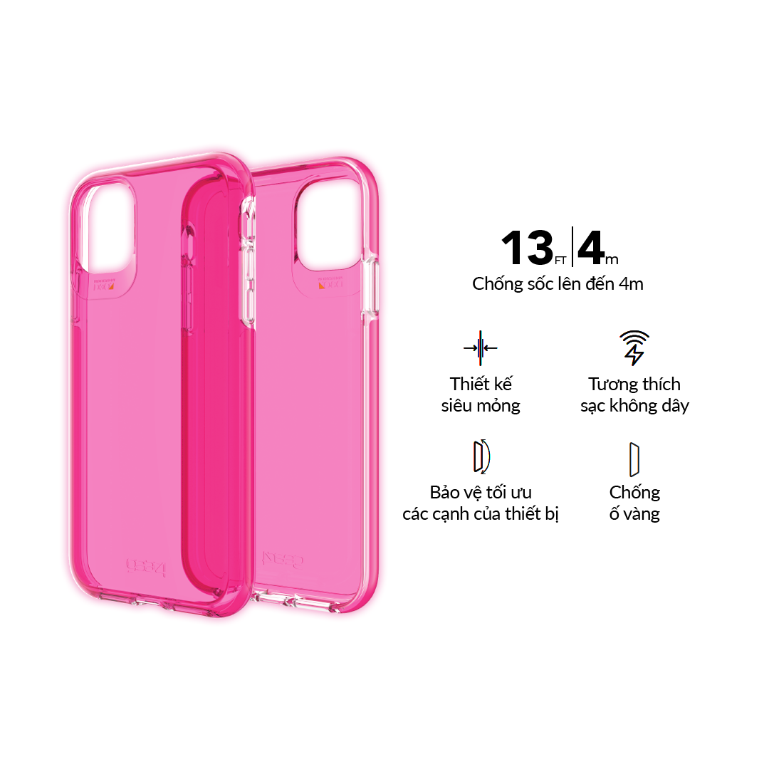 Ốp Lưng Chống Sốc Gear4 D3O Crystal Palace 4M Cho Iphone 11 Pro Max - Hàng Chính Hãng - Neon Pink