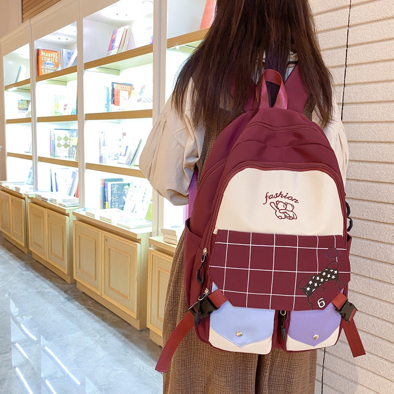 Balo nữ đi học đựng laptop thời trang phong cách Hàn Quốc vải mềm mại chống nước