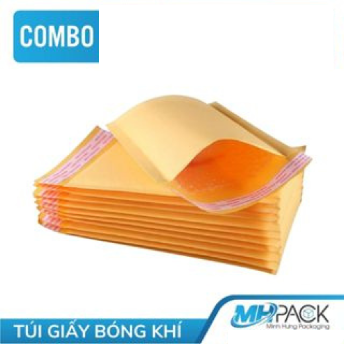 Túi gói hàng chống sốc combo 13x18+4cm 46 túi giấy màu vàng sẵn băng keo đóng gói hàng dễ vỡ