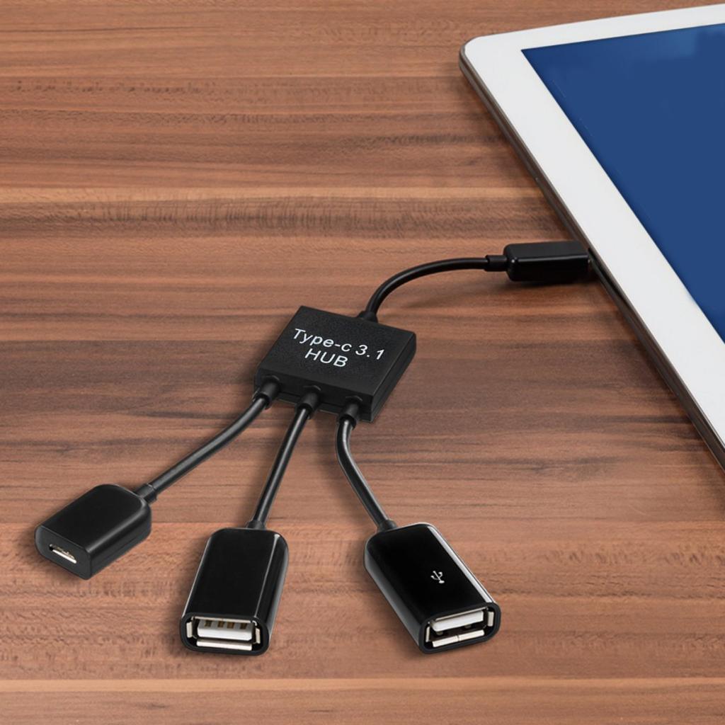 3 in 1 3 Port USB 3.1 Type C Hub Adapter to 2 Port USB and 1 Micro USB Port