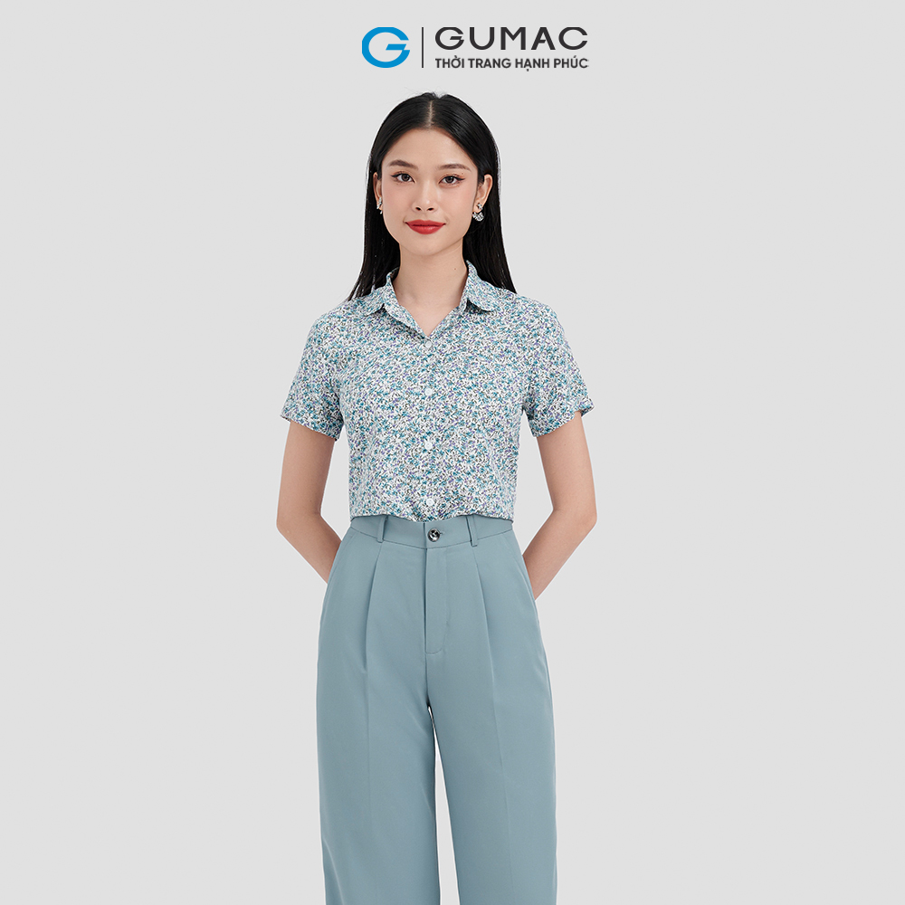 Áo sơ mi nữ GUMAC LA1013 tay ngắn bâu tròn phong cách