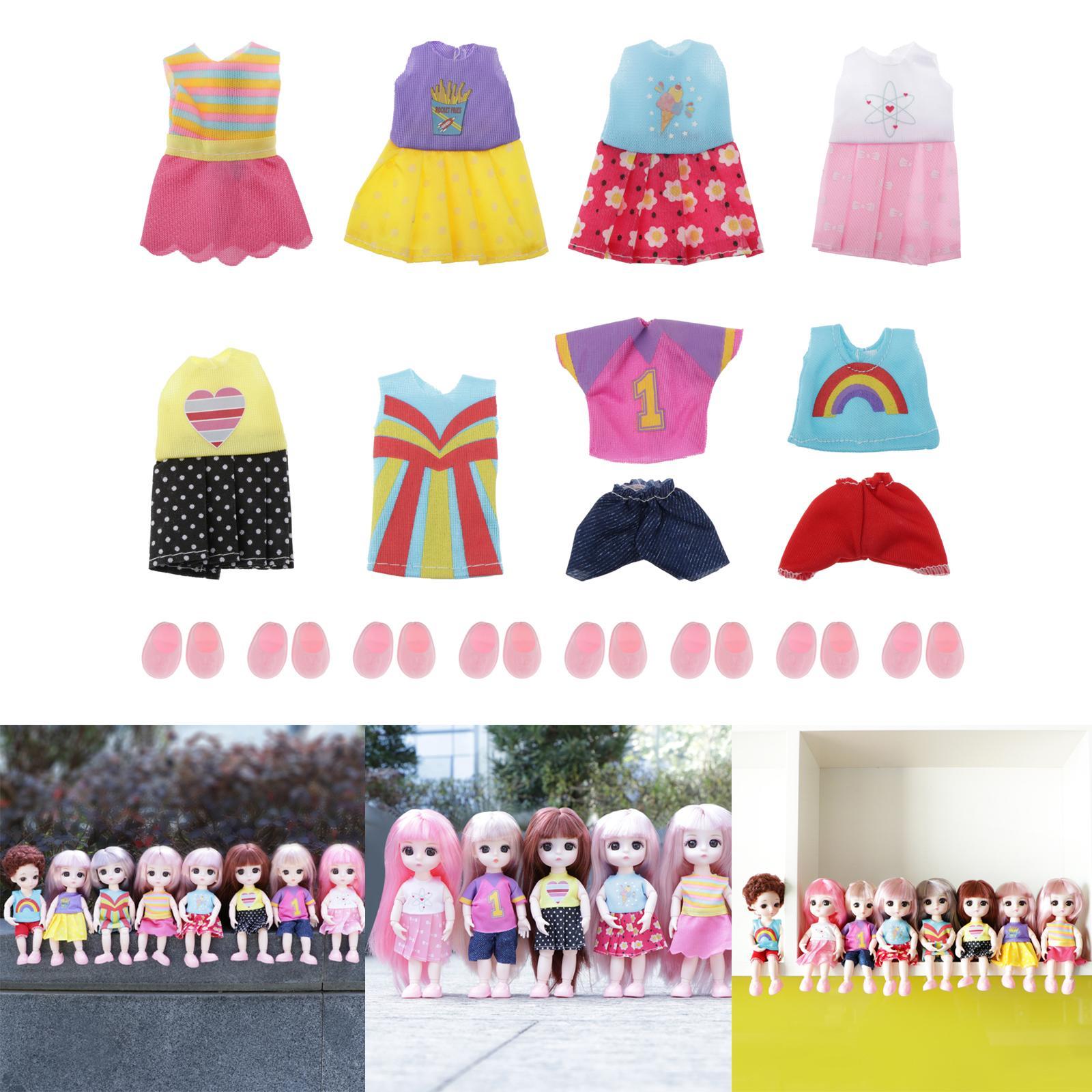 8x Fashion Clothes Party Clothes Dress Shoes Outfits for 6.3 in. Dolls Gift