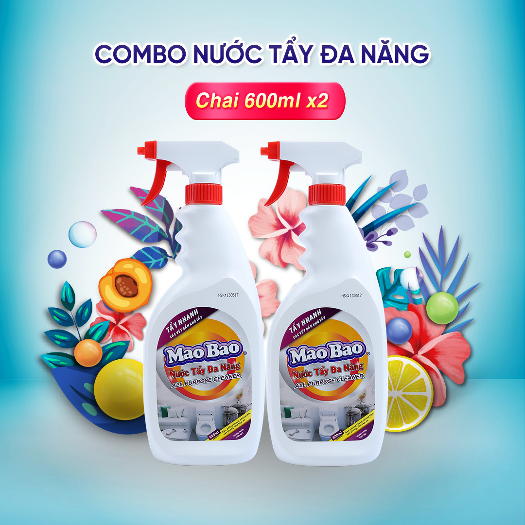 Combo 02 Chai Nước Tẩy Đa Năng Mao Bao 600ml