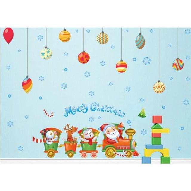 Decal dán tường trang trí Giáng sinh Ông Già Noel và những người bạn