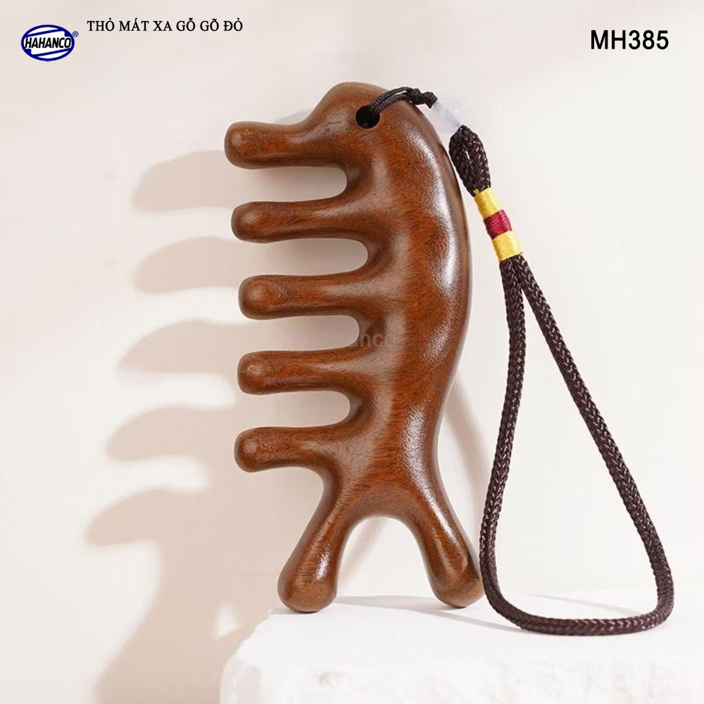 Dụng Cụ Mát Xa Tai Thỏ 5 Răng Gỗ Gõ Đỏ Thư Giãn Giảm Dụng Tóc - HAHANCO - MH385