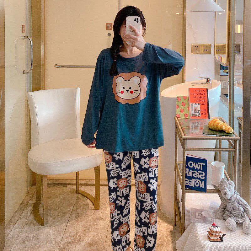 Đồ Bộ Pyjama Dài Tay, Đồ Ngủ Mặc Nhà Pizama Nữ Siêu Dễ Thương in hình họa tiết dễ thương,phù hợp mang mùa thu đông