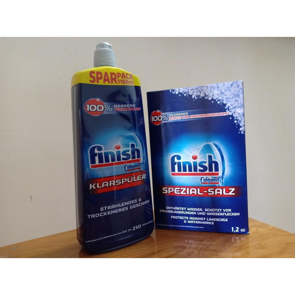 Tặng que thử nước cứng + nước làm bóng Finish 750mml + hộp muối rửa bát 1,2kg