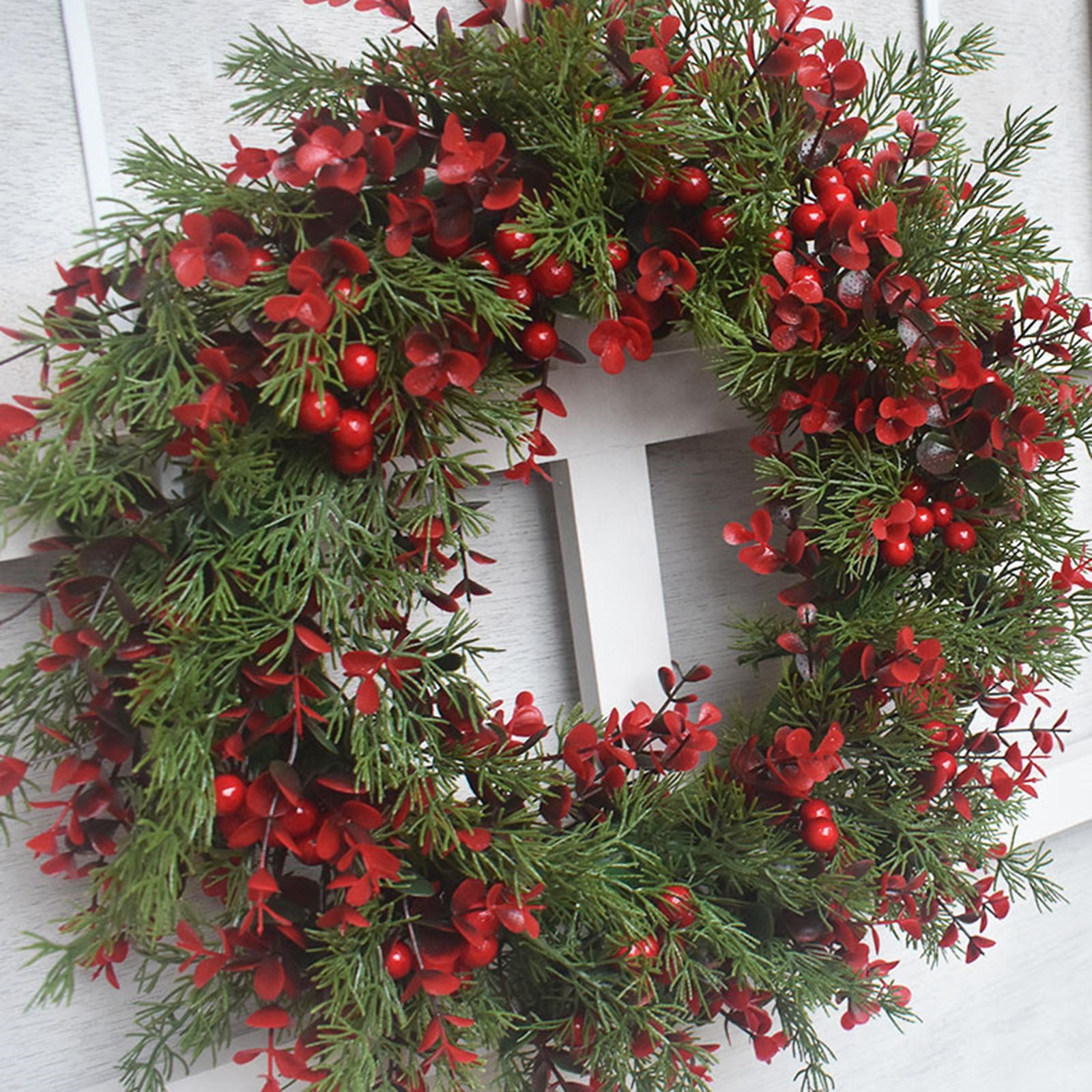 Christmas Wreath Xmas Wreath Indoor Outdoor Holiday Garland Front Door Wreath for Fireplace Bedroom Balcony Dining Room Party