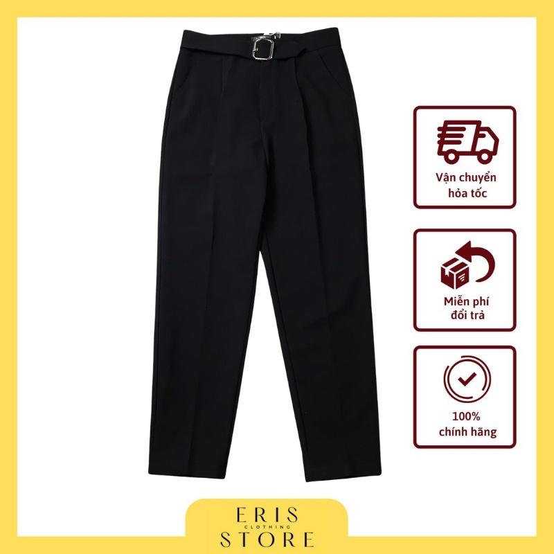 Quần baggy nữ công sở đai vuông cạp cao vnxk chất đẹp có ảnh thật
