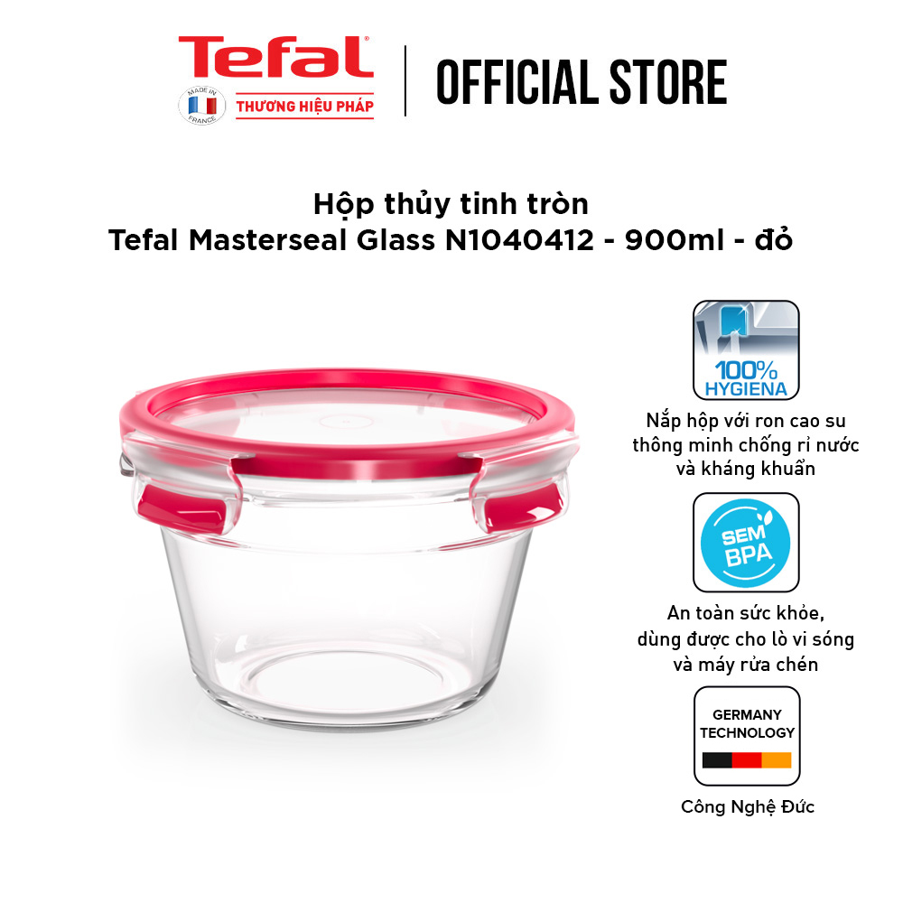 Hộp bảo quản thực phẩm thủy tinh Tefal Masterseal Glass 900ml - Hàng chính hãng