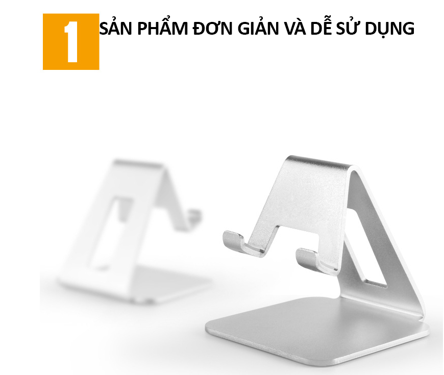 Giá Đỡ Để Bàn Điện Thoại Di Động, Máy Tính Bảng, Ipad Hợp Kim Nhôm Hàng Chính Hãng Helios - Bạc