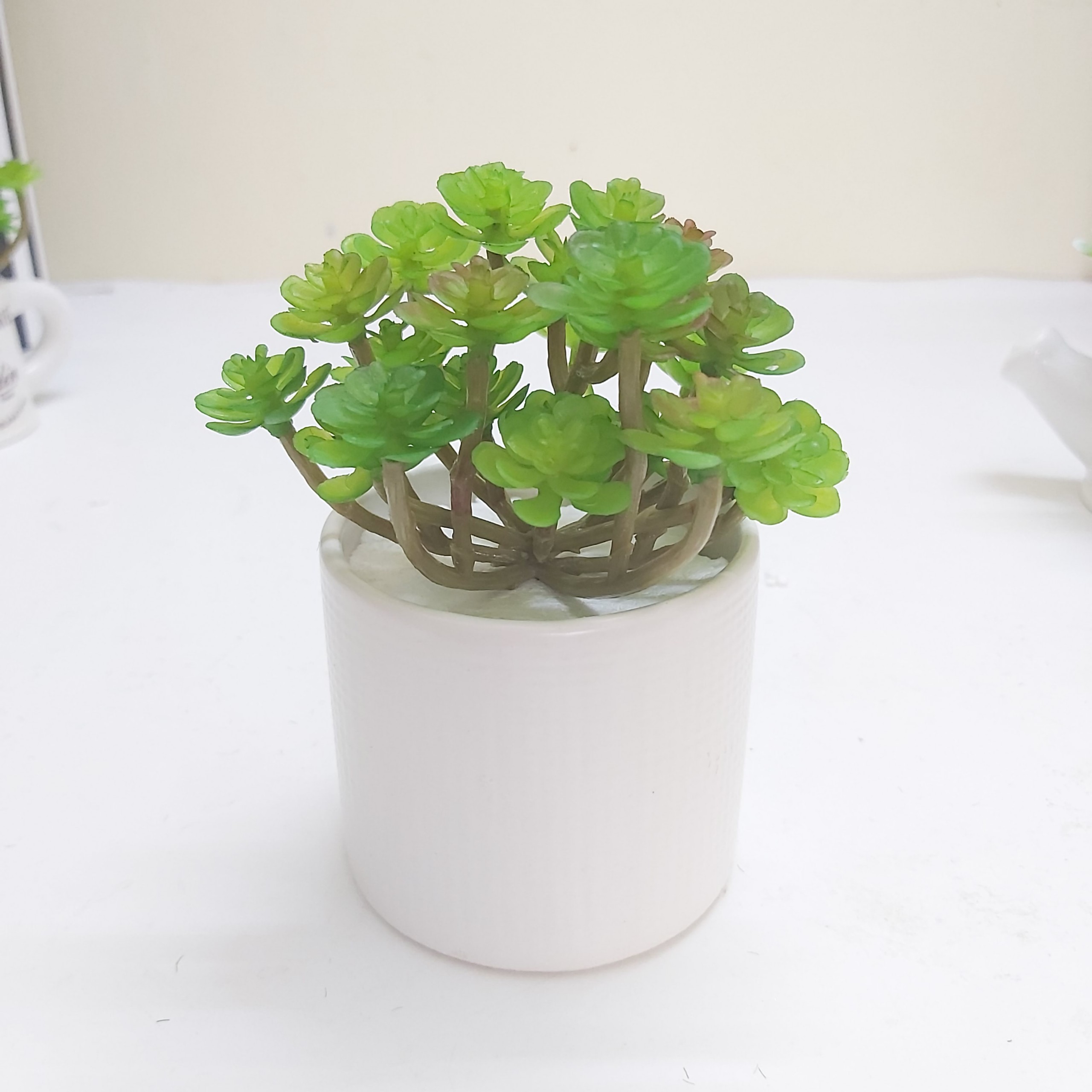 Cây giả, chậu cây sen đá nở hoa mini trang trí bàn làm học, bàn làm việc, kệ tủ độc đáo SD-01
