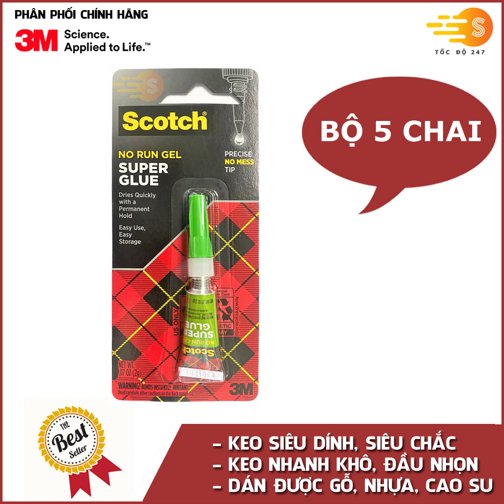 Bộ 5 chai keo dán giày, gỗ, nhựa đa năng siêu dính 3M Scotch AD113