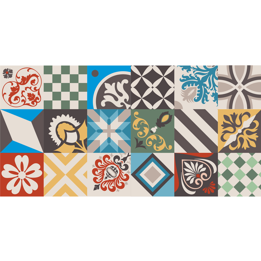 Set 32 ô Decal gạch bông - Ms: KT38 -KT 60x120cm