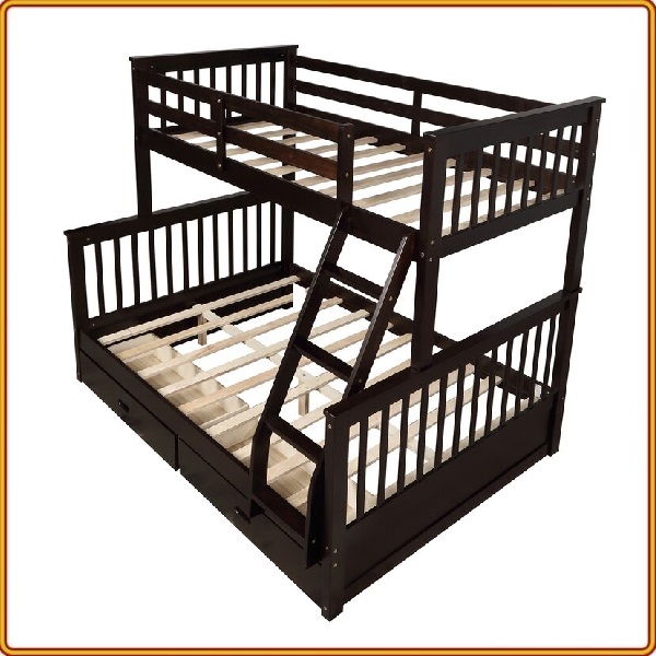 Giường 2 tầng Tundo màu nâu kèm 2 hộc kéo 1m/1m4
