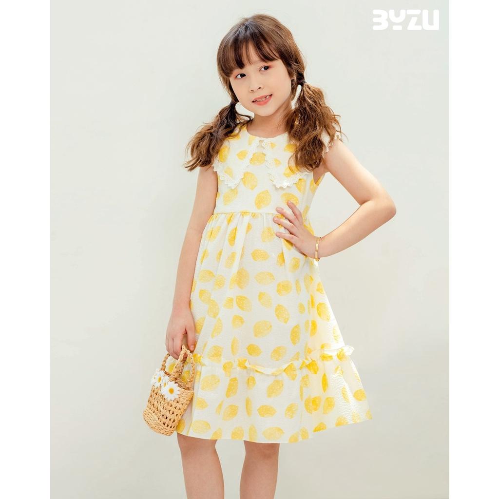 Váy đầm bé gái BYZU, chất cotton họa tiết quả chanh thiết kế mùa hè mát mẻ