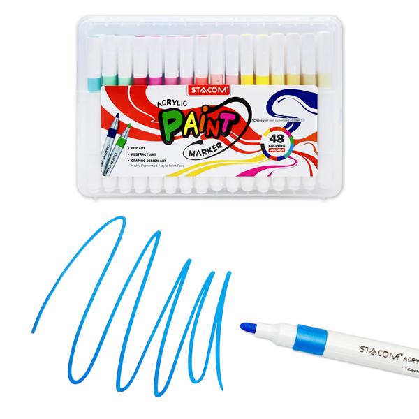 Hộp 48 Bút Dạ Màu Acrylic - Acrylic Paint Marker - Stacom PM048A