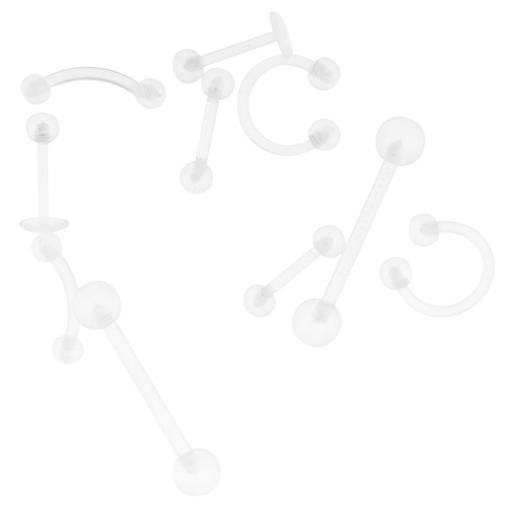 20Pcs Nose Stud Eyebrow Ring Acrylic Lip Bar Labret Retainer Body Jewelry