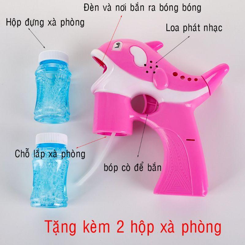 Vỉ đồ chơi súng xà bông cá heo- đồ chơi cá hep bắn xà phòng bong bóng