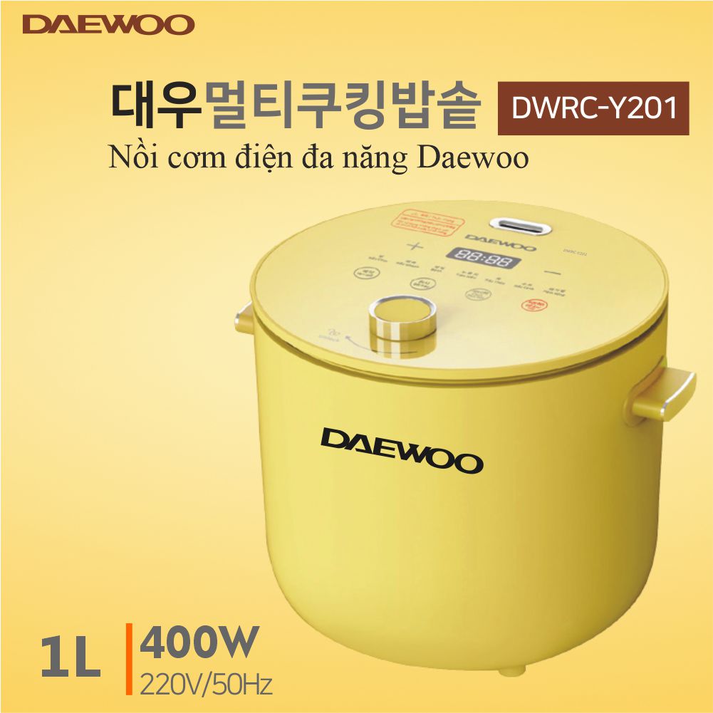 Nồi cơm điện đa chức năng 1L Daewoo DWRC-Y201 công suất 400W, bảo hành 12 tháng, hàng chính hãng