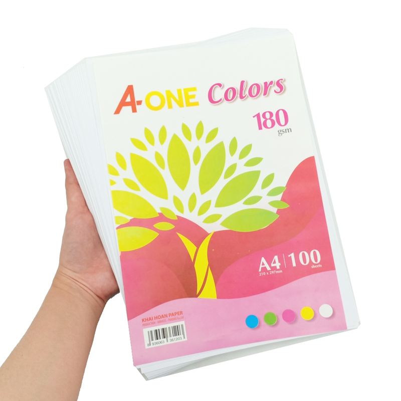 Giấy Màu Bìa Thái A-One A4 180gsm - Mẫu 4 - Màu Trắng