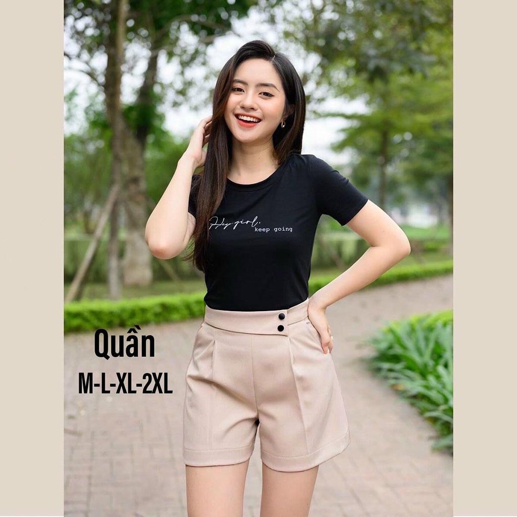 Quần Short Nữ Lưng Cao Màu Sắc Trơn Đơn Giản Dễ Phối Đồ