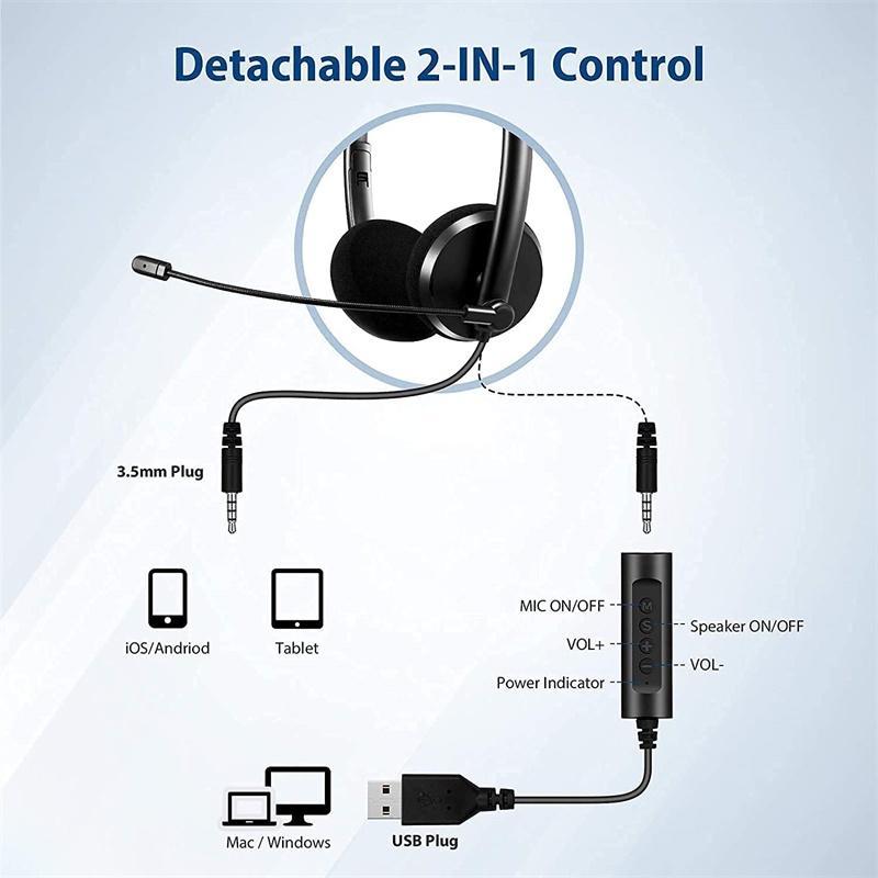 Tai Nghe Máy Tính USB Có Mic Chống Ồn Cho PC/Nhà Ở/Văn Phòng/Điện Thoại