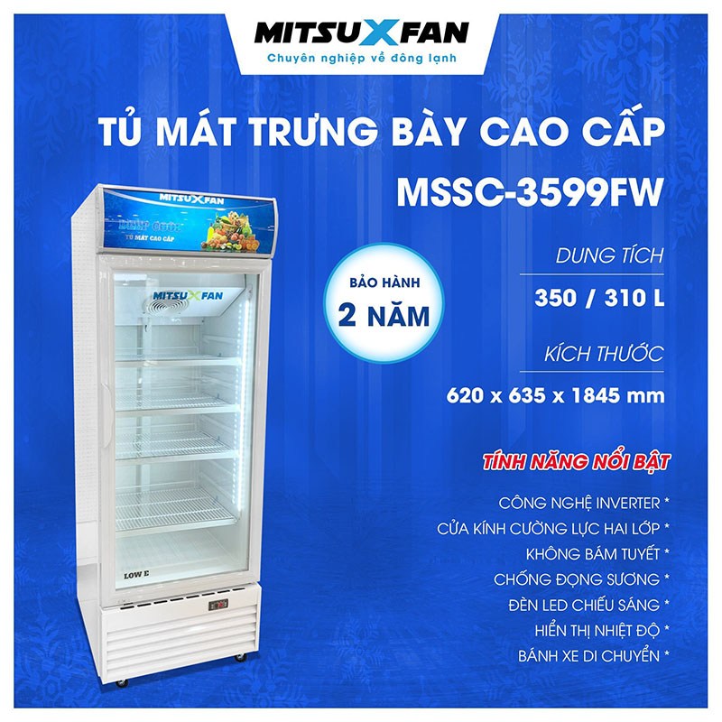 Tủ Mát 2 Cửa Cao Cấp MITSUXFAN MSSC-1099FWDE 1050 Lít, Inverter Siêu Tiết Kiệm Điện, Kính Cường Lực Kép, ROLLFIN 100% Đồng, Tủ Mát Đôi  Công Nghệ LOW-E Không Bám Tuyết, Không Đọng Sương, MSSC1099FWDE - Giao Miễn Phí TP.HCM &amp; Lân Cận, Hàng Chính Hãng