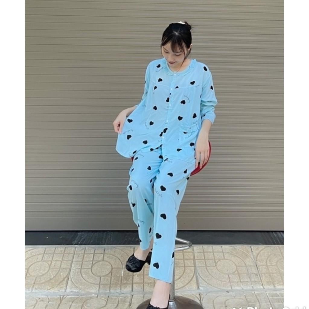 Bộ bầu Lanh sau sinh cài khuy dài tay đẹp giá rẻ chất mát mùa hè