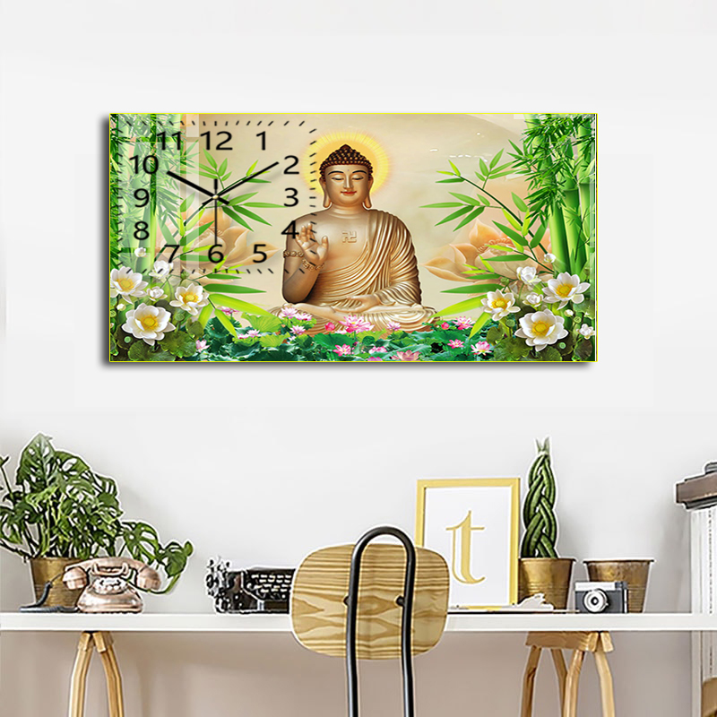 Đồng Hồ Phật Giáo Kim Trôi Cao Cấp - Tranh Tráng Gương Đức Phật Từ Bi