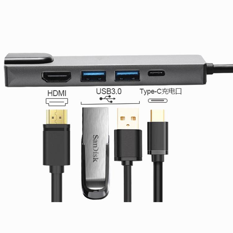 Vận chuyển nhanh trạm nối c sang hdmi Type-C 5 trong 1 với card mạng HDMI bộ chuyển đổi tất cả trong 1