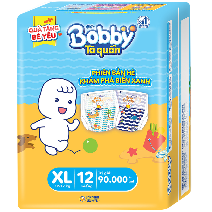 Tã Quần Bobby Siêu Thoáng XL102 Tặng 12 Miếng Phiên Bản Hè Đặc Biệt