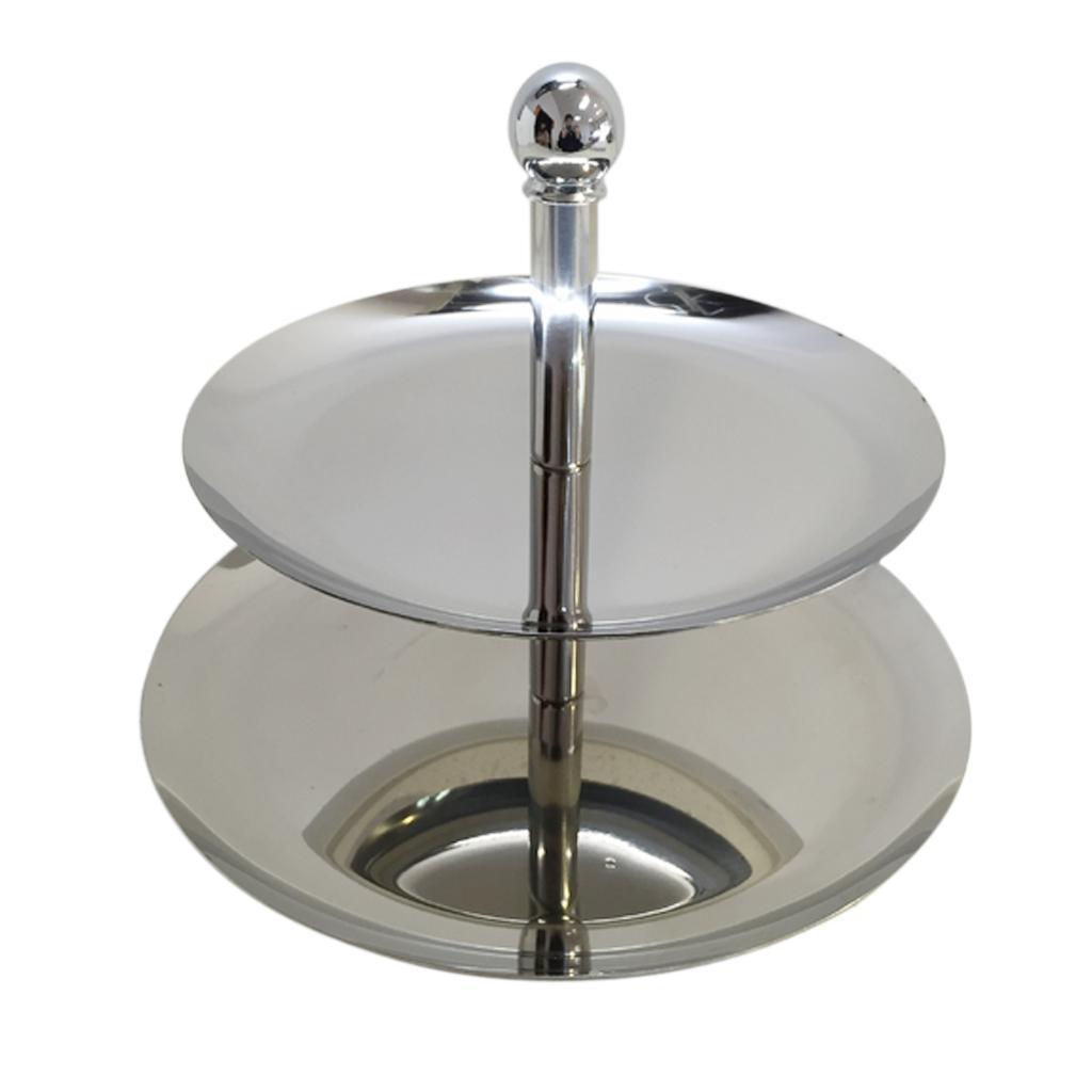 2 Tier Stainless Steel Cake Stand Fruit Plate Wedding Birthday Party Decor