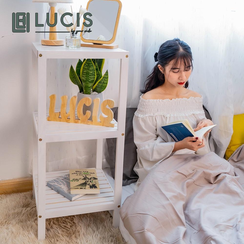 Kệ gỗ vuông để đồ đa năng 3 tầng LUCIS - Kệ để cây cảnh trang trí phòng khách