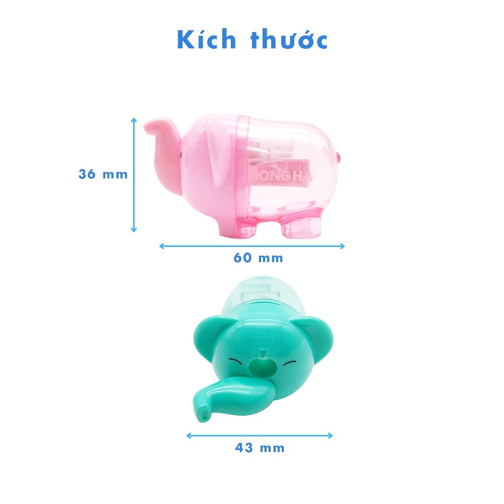 Gọt Bút Chì Hình Voi HH - 3510 Thiết Kế Hình Con Voi Đáng Yêu, Kèm Khoang Chứa Gỗ Vụ Tiện Lợi, Nhỏ Gọn. Lưỡi Chuốt Sắc Bén, Không Gãy Chì.