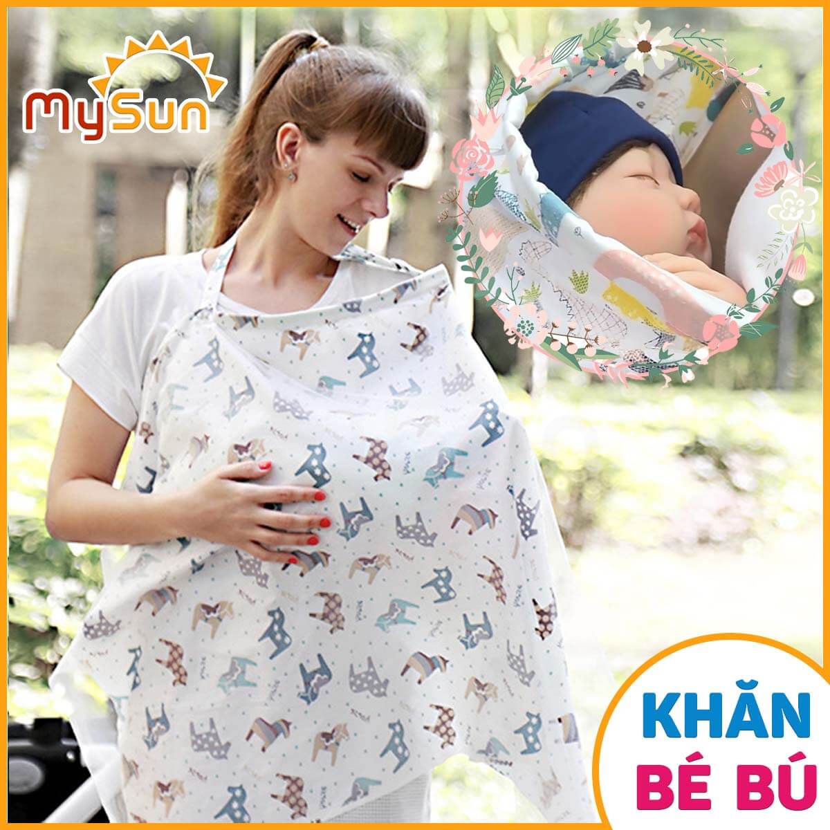Khăn choàng che cho bé con bú ti khi ra ngoài đường che nắng MySun