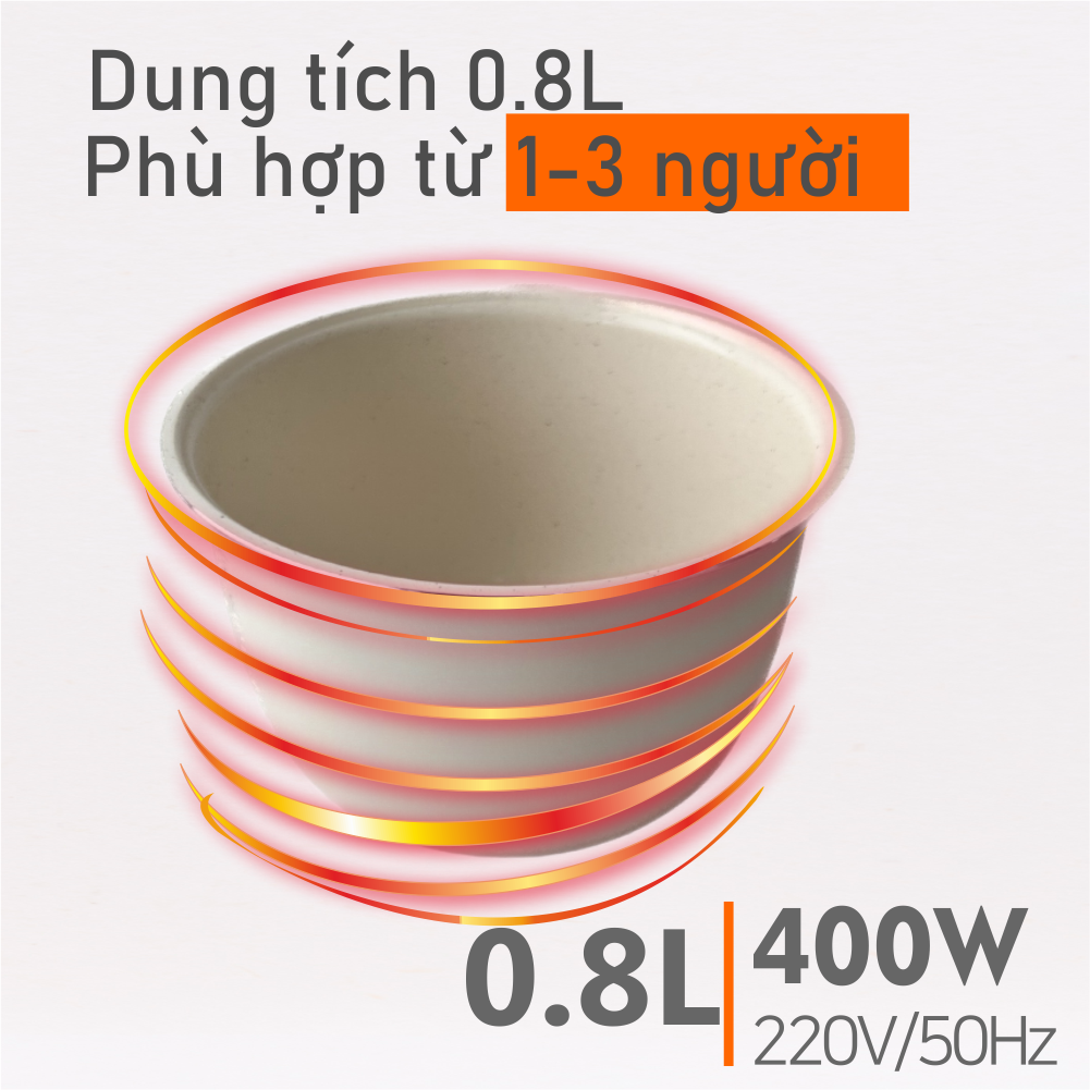 Nồi cơm điện đa chức năng Daewoo DWRC-210MW 1 Lít lòng nồi phủ Ceramic - Hàng chính hãng