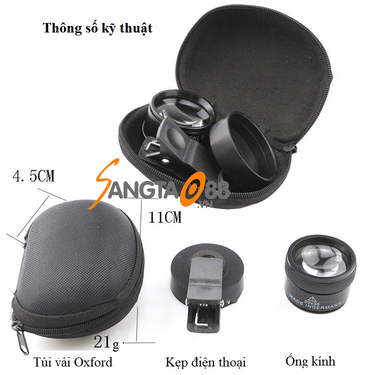 Kính lúp 30x kẹp điện thoại hỗ trợ soi mẫu vật, bản mạch siêu tiện lợi (Tặng móc khóa tô vít vặn kính)