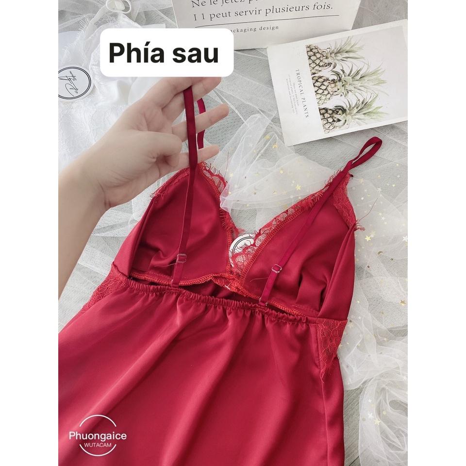 Đồ ngủ sexy,Váy ngủ 2 dây lụa satin quyến rũ cao cấp- Phuongaliceshop