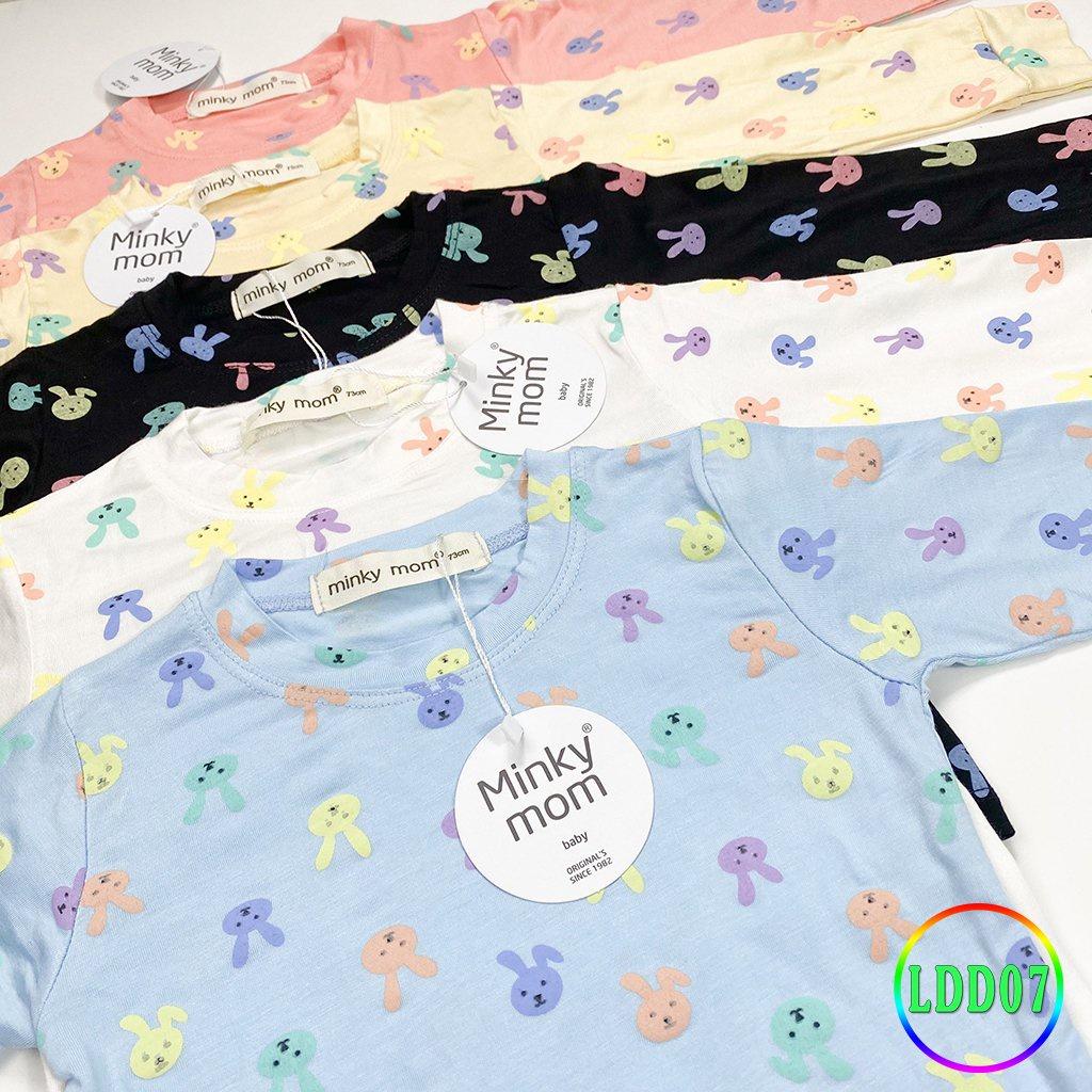 Bộ dài tay thun lạnh in thỏ Minky Mom chất mềm mịn mát cho bé trai bé gái từ 7-32kg