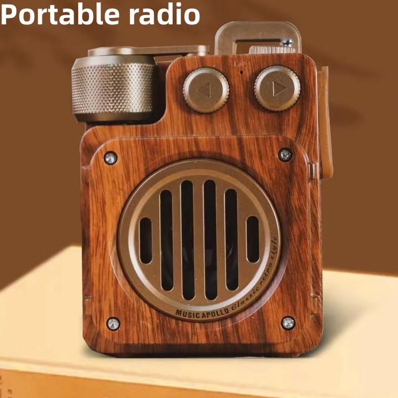 Loa Bluetooth Retro Đài phát thanh mini di động ngoài trời loa nhỏ không dây máy tính loa siêu trầm âm lượng lớn Màu sắc: Vàng A6