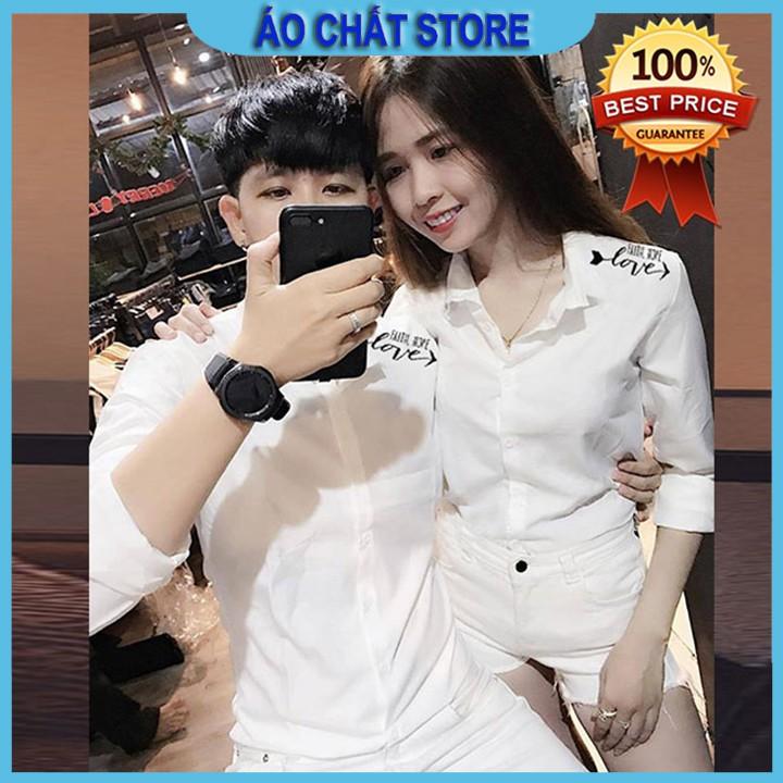 Áo Sơ Mi Đôi Nam Nữ Chữ Love Cao Cấp | Hàng Siêu Đẹp | SL Có Hạn