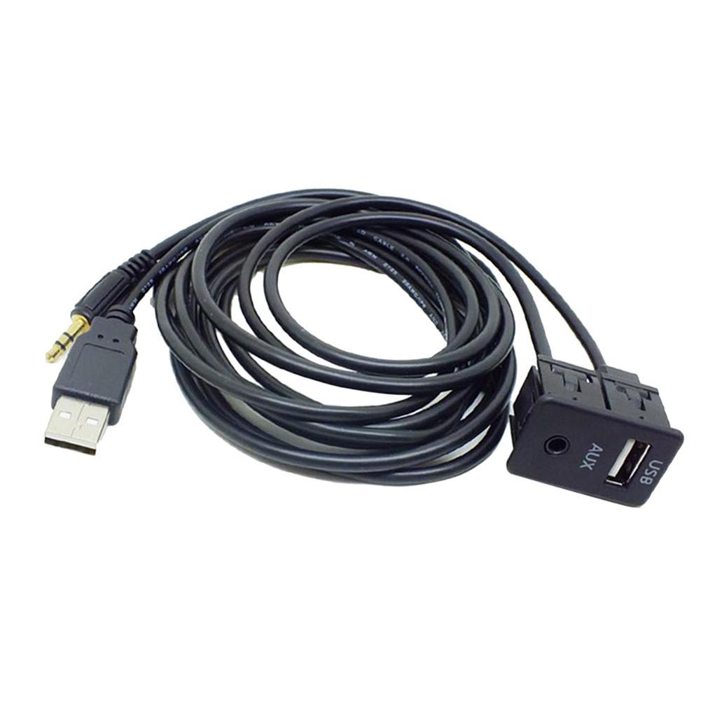 Car Audio Flush Mount USB 3.5mm AUX Male Mounting Adapter Panel Input