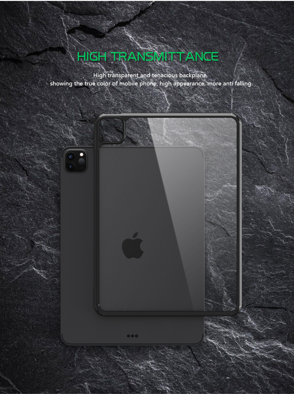 Ốp Lưng Dành Cho iPad Pro 12.9 inch 2021 / iPad Pro 12.9 inch 2020 / iPad Pro 12.9 inch 2018 Mặt Lưng Kính Trong Suốt Viền Color