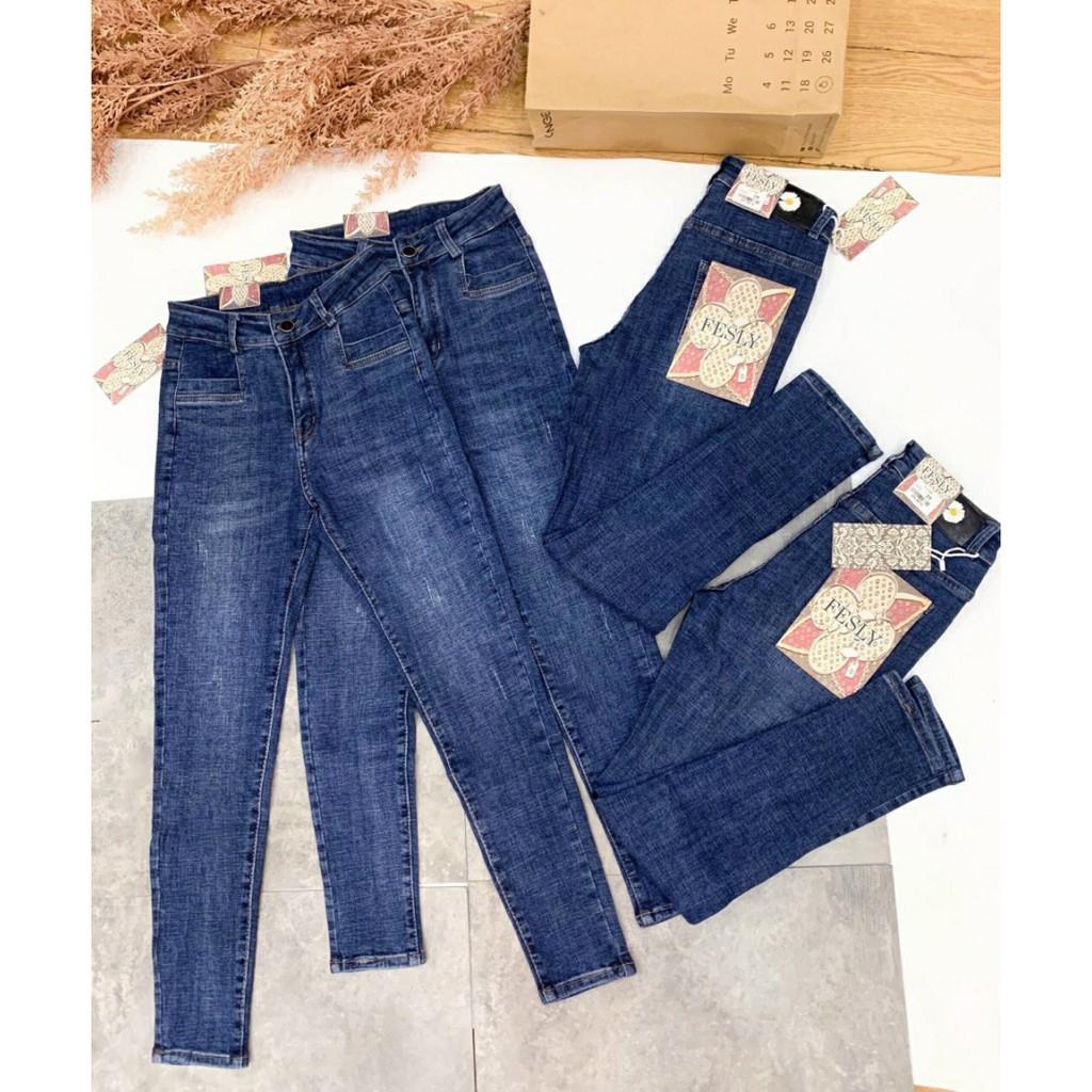 Quần Jeans Nữ Skinny Túi Ngang Cạp Cao