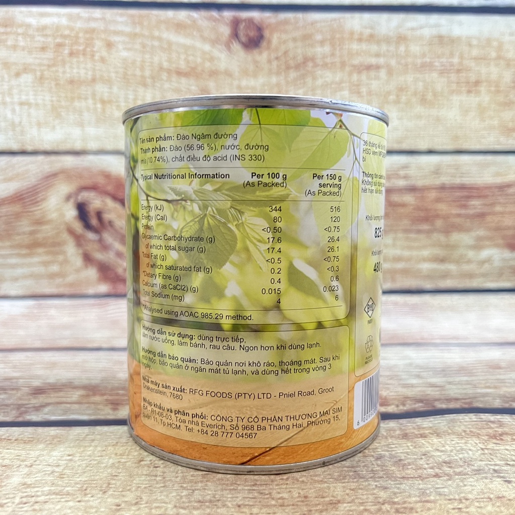 Đào ngâm đóng hộp Nam Phi 825G