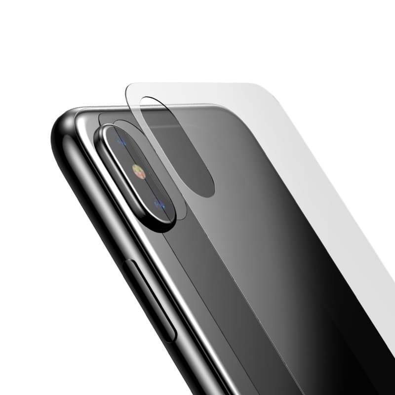 Miếng dán kính cường lực mặt sau lưng iPhone X Baseus mặt kính 9H - Hàng chính hãng